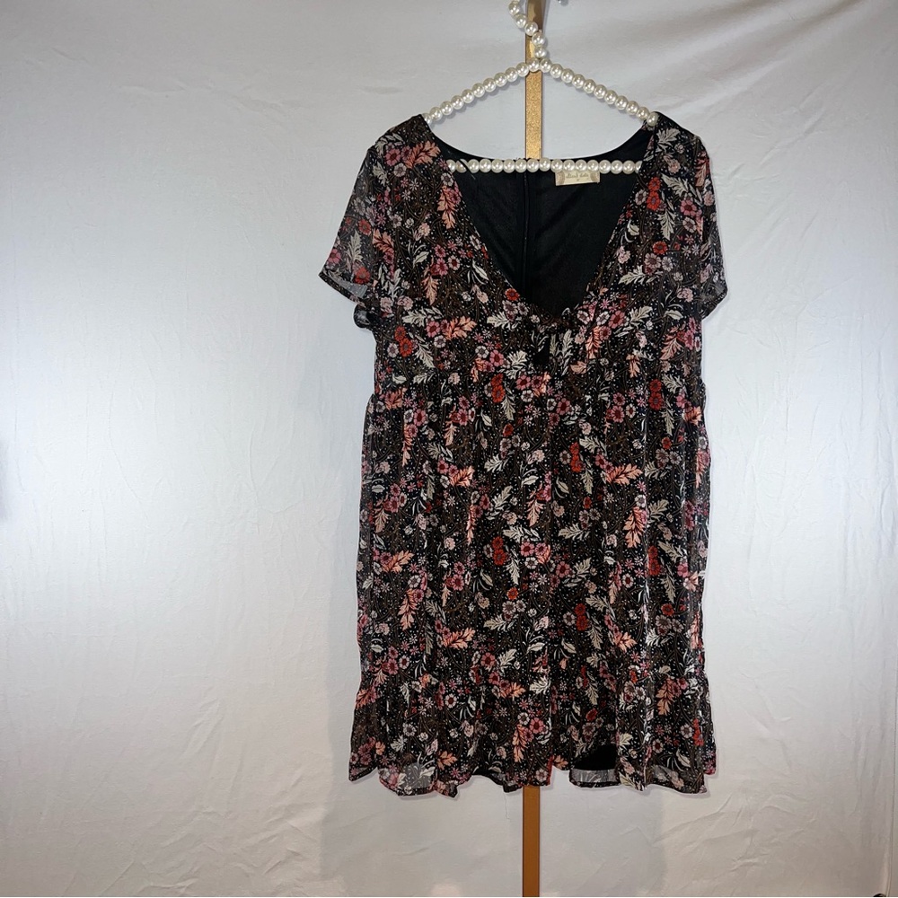 Floral black and pink/red babydoll type dress